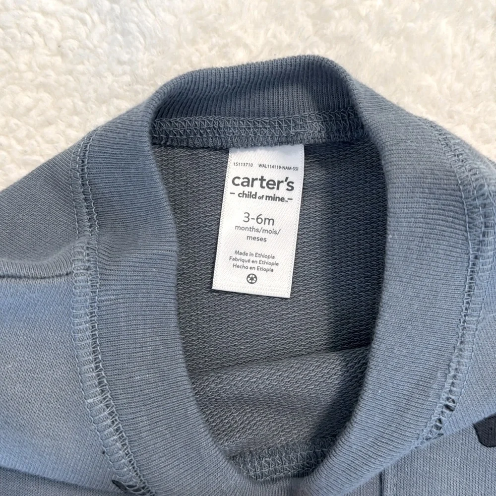 Carter’s Child of Mine Baby Boy Blue Sweatshirt Penguin Print Pocket Pullover